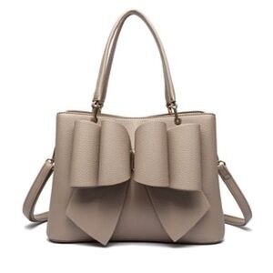 LIKE DREAMS/GROSSI Jenna Bow Leather Satchel Crossbody Bag Chains - Gray NWT